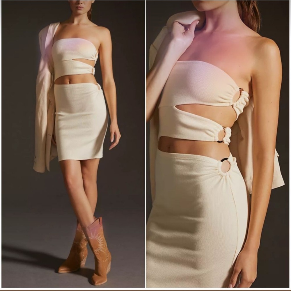 Anthropologie Strapless Cream Dress